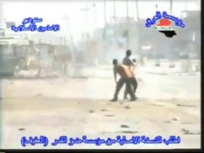 A pro-Sadr army/anti-American music video with compilation of combat footage from the Iraqi Shia insurgent point of view (2007).