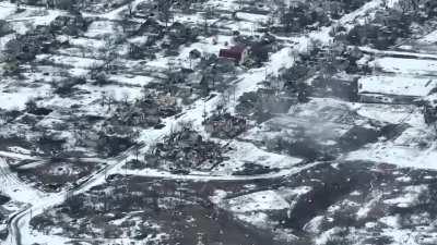 UAV operators of the Svoboda battalion discovered a group of enemy infantry, which was accumulating on the slopes and preparing to storm the positions of the UAF on the outskirts of Bakhmut. The drone corrected the mortar unit and inflicted fire damage, d