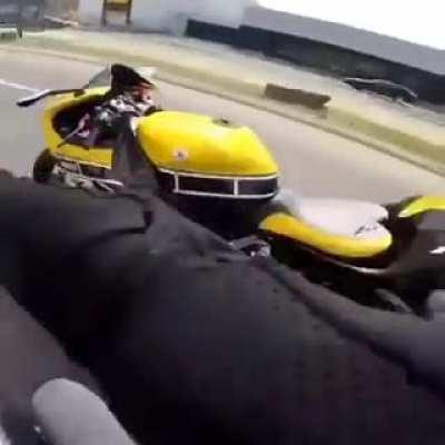 Enacting a move straight from the RoadRash game.