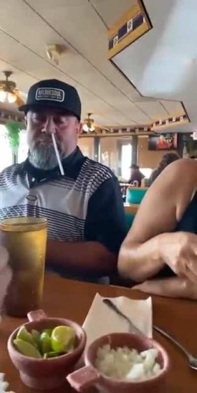 Dad got hit in the nostril by a Straw