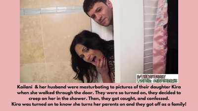 Kailani and her husband masturbate to daughter Kira - then fuck her!