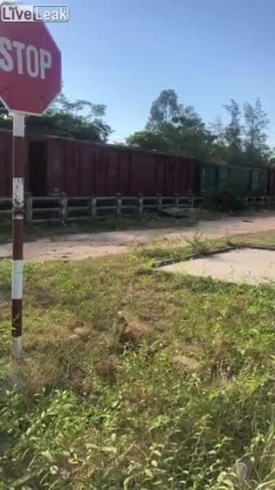Train hit car at crossing