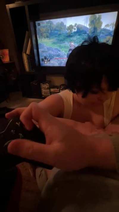 My boyfriend is trying to play all of Elden Ring while I suck his dick.