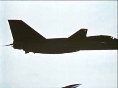 General Dynamics F-111 Aardvark struck by its own auxiliary fuel tank during trials in the 1960s
