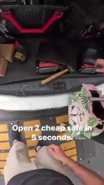 Opening up two cheap safes in 5 seconds.