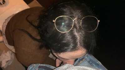 At the restaurant last night, he couldn’t help it but follow me in the restroom for a lick 👅