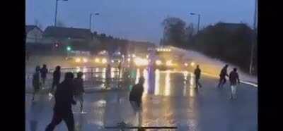 Water cannons at the shankill