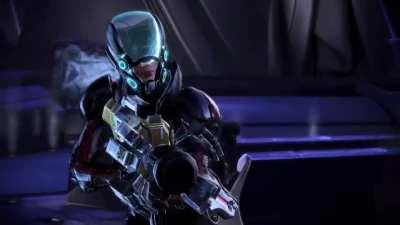 Giving Shepard the M-920 Cain makes this scene hilarious