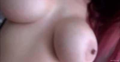 Gorgeous babe with big boobs riding it cowgirl