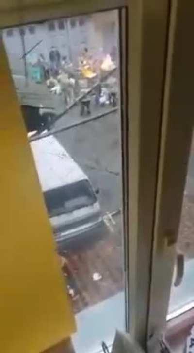 Kiev, near SBU (secret service) building, documents are been burned