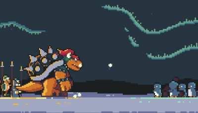 Bowser vs Penguins pixelart 0C