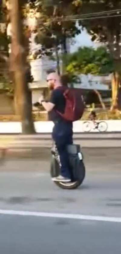 This is what happens when you tune your one-wheeler to exceed the road's speed limit