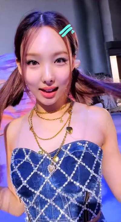 Beautiful Nayeon having fun on set