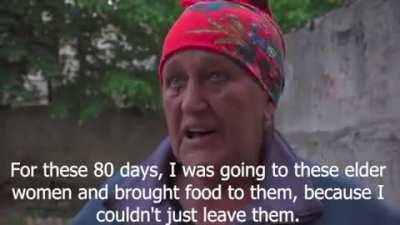 Old lady tells the story of hunger and misery that Russians brought to Ukraine, and how locals waited for the Ukrainian Army