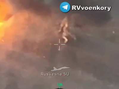 RU POV: UA IFV hit by FPV drone and infantry targeted by drone drops, Glushkovsky district, Kursk region