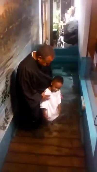 Kid soo excited about his baptism , baptised himself