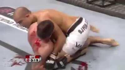 B.J. Penn opens up an incredibly bloody gash near the hairline of Joe Stevenson