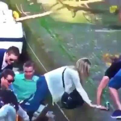 HMC while trying to get off from the boat..