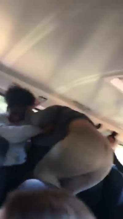 Latina girl and black girl bus fight