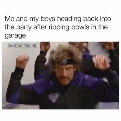 Me and my boys heading back into the party after ripping bowls in the garage.