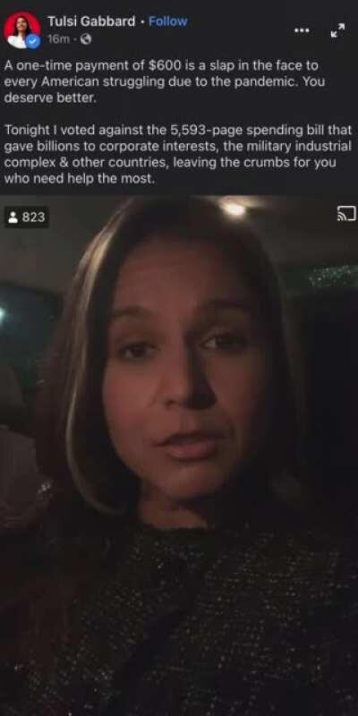 Tulsi Gabbard: “There is no way anybody in Congress had the opportunity or time to go through and read this bill...provisions are snuck into these bills in literally the dark of night, without any announcement or telling anyone what is in it and rushed th
