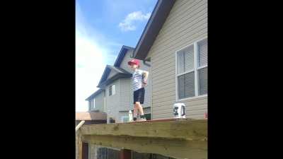 When dad's building a deck and the railing isn't on yet.