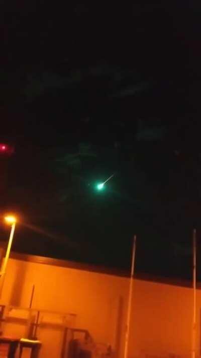 A green meteor off the coast of Australia
