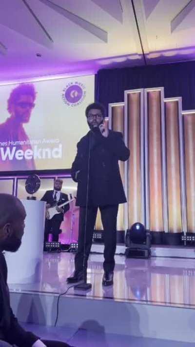 Abel’s emotional Quincy Jones Humanitarian Award acceptance speech