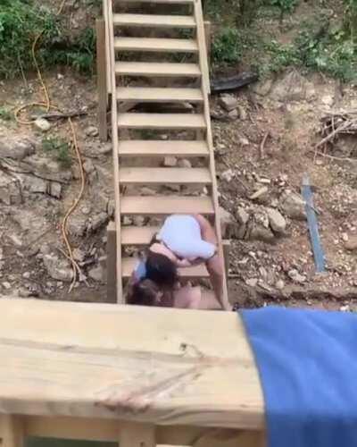 Walking down stairs while drunk. WCGW?