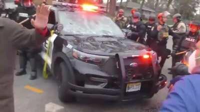 BLM protester shot in the head with a rubber bullet right after picking up some concrete