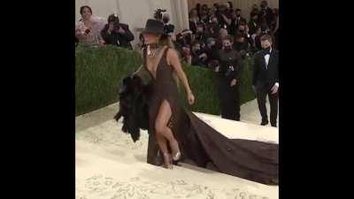 Jennifer Lopez in slit dress at Met Gala