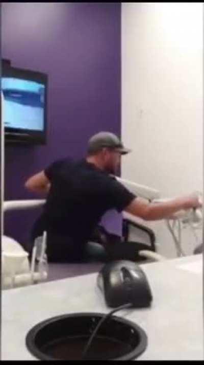 Handstand in Dentist Office