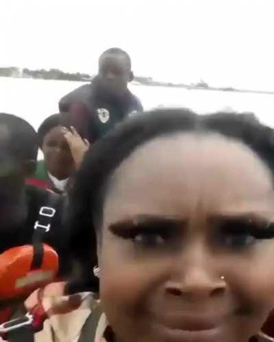 WCGW wearing long eyelashes on a windy boat ride