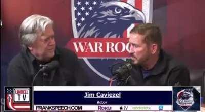Jim Cavezel and Steve Bannon discuss adrenochrome and multiple Epstein Islands.... of course 