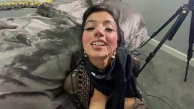 British Wife Cum on Face Cumshot Facial