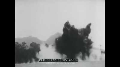 Footage of the US Navy conduct the first combat trial of the TDR-1 Interstate Assault Drone on a beached Japanese cargo ship on 30 July 1944.