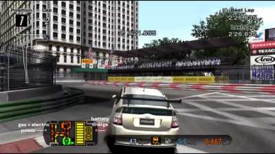 In Gran Turismo 4, the Toyota Prius has a fully functional hybrid system, and a unique GUI showing it in action.