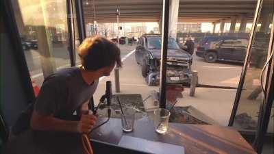 Podcaster gets hit by car plowing into cafe in Houston