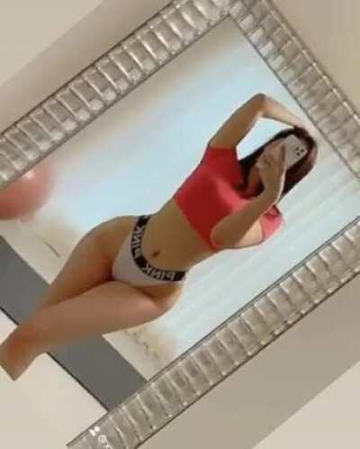 From her hip to her waist