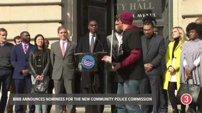 Cleveland Mayor Justin Bibb interrupted by protesters during police commission speech
