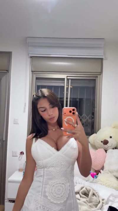 New IG Story - White Dress with Cleavage