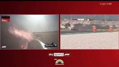 Gasly's car catches fire