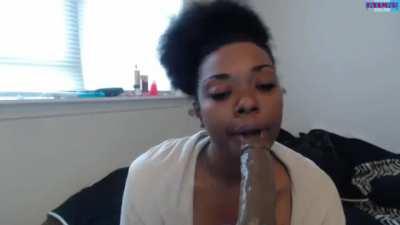 Ebony babe practising her skills