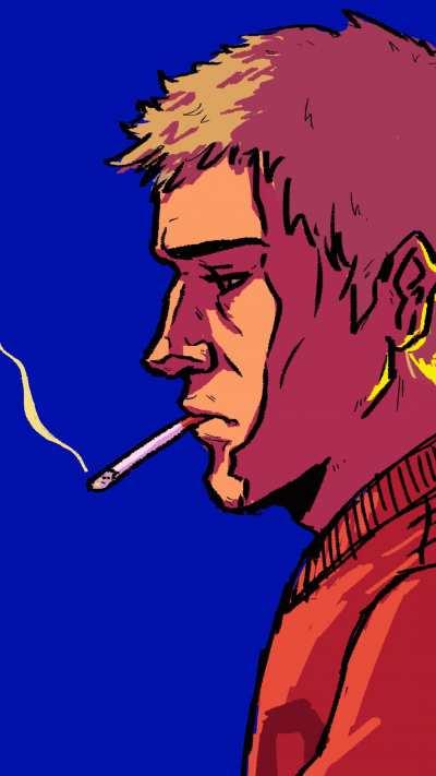 jacket and the longest cigarette (gif)