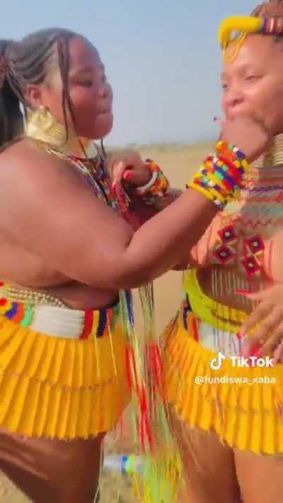 Kiss to boobs and lips