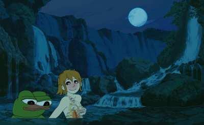 Apustaja and Aspie swimming in the moonlight