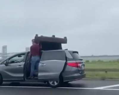 Gotta get the couch home somehow (not my video)
