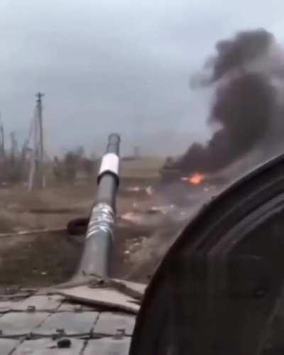 The destruction of a Russian T-80BV tank by a Ukrainian FGM-148 Javelin in the Luhansk sector. The video was filmed by Russian tankers.