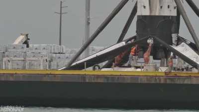 It’s hard to fathom the scale of the Falcon 9 that launched humans to space last weekend until you see people working on the booster!