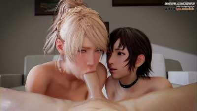 Luna & Iris Great POV Blowjob (Lazyprocrastinator, Audiodude) [Final Fantasy]